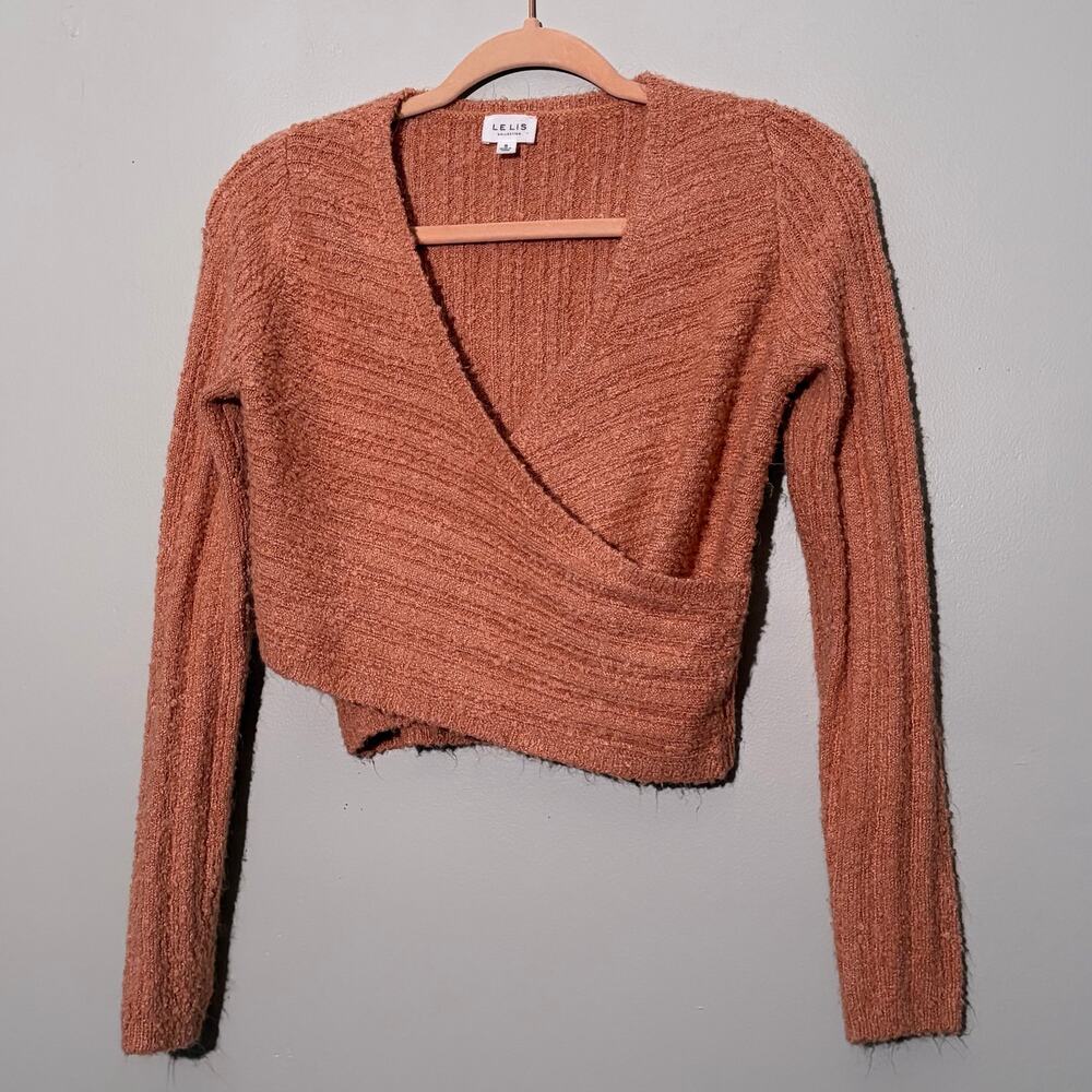 Le‎ Lis Collection Terracotta Wrap Sweater Cropped Balletcore Knit Top Small